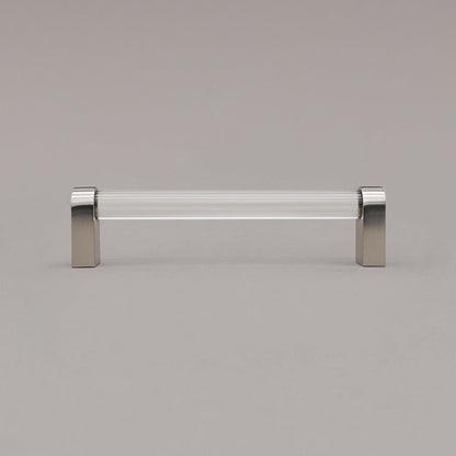 Hapny Clarity Acrylic Cabinet Pull - 5 in (127mm) - Clear / Satin Nickel