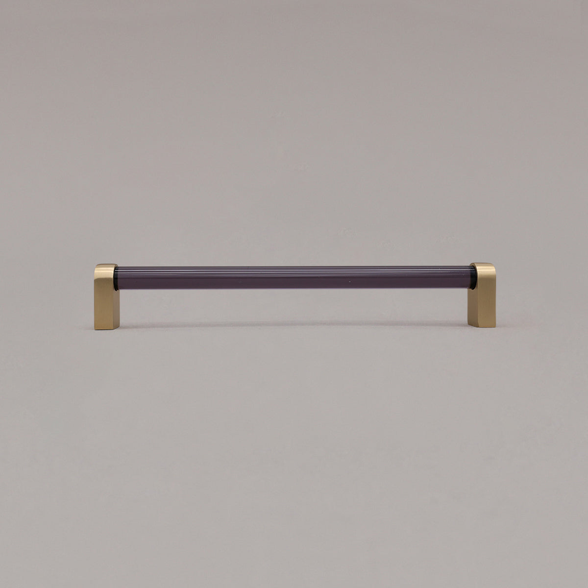 Hapny Clarity Acrylic Cabinet Pull - 8 in (203.2mm) - Smoke / Satin Brass