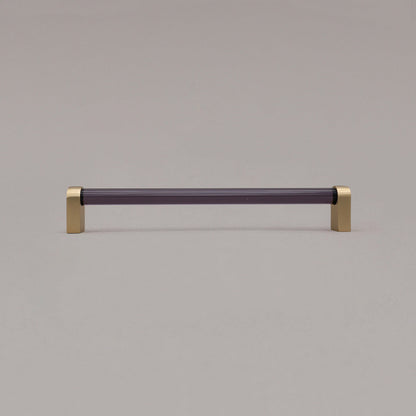 Hapny Clarity Acrylic Cabinet Pull - 8 in (203.2mm) - Smoke / Satin Brass