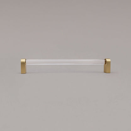 Hapny Clarity Acrylic Cabinet Pull - 8 in (203.2mm) - Clear / Satin Brass