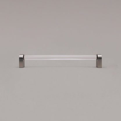 Hapny Clarity Acrylic Cabinet Pull - 8 in (203.2mm) - Clear / Satin Nickel