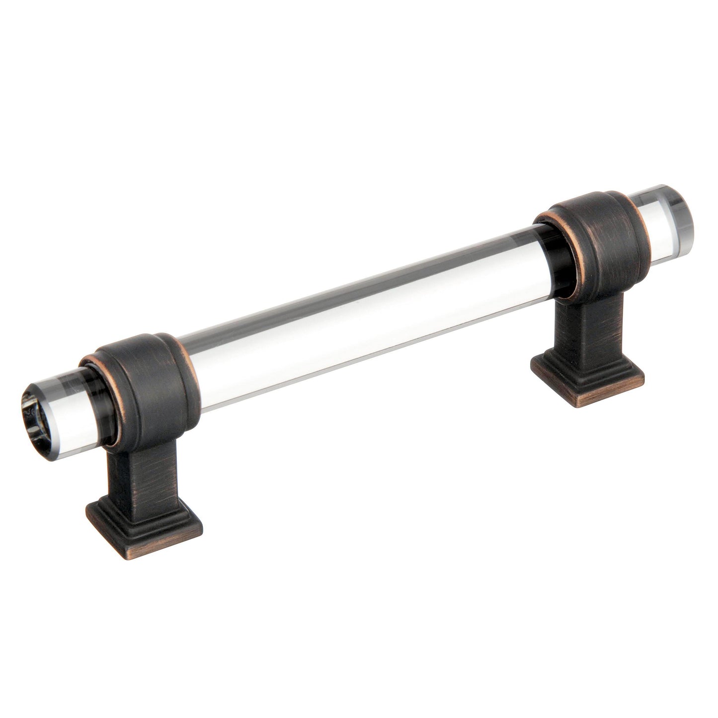 Amerock Glacio Pull - 3-3/4 inch (96mm) CTC - Clear/Oil-Rubbed Bronze