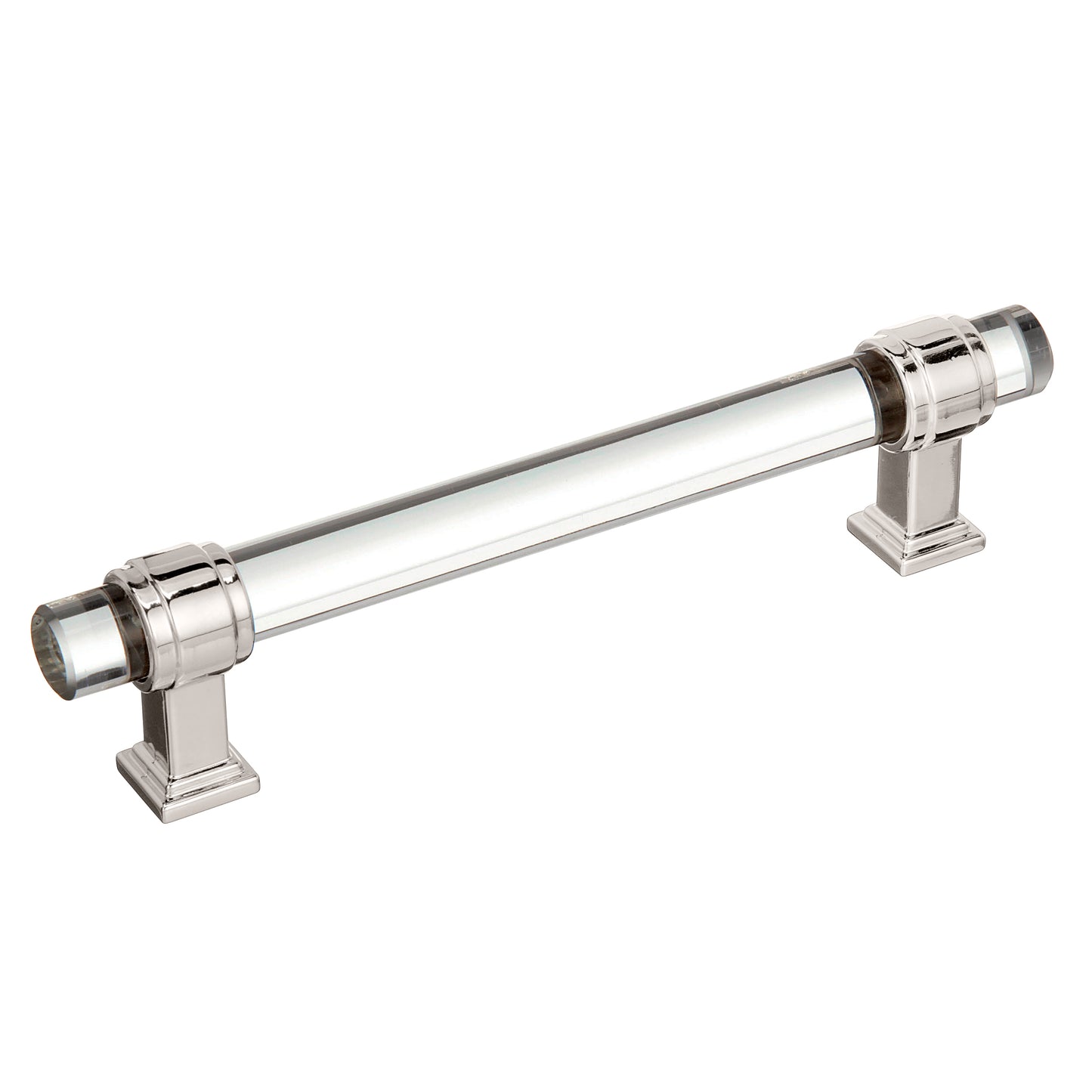 Amerock Glacio Pull - 5-1/16 inch (128mm) CTC - Clear/Polished Nickel