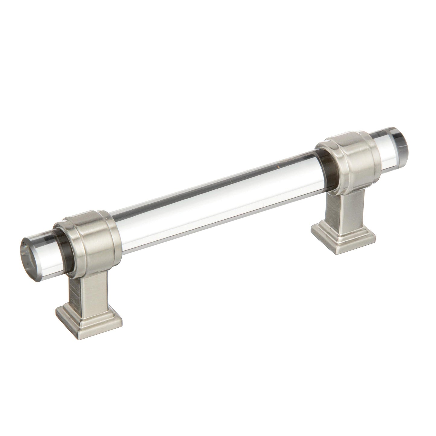Amerock Glacio Pull - 3-3/4 inch (96mm) CTC - Clear/Satin Nickel