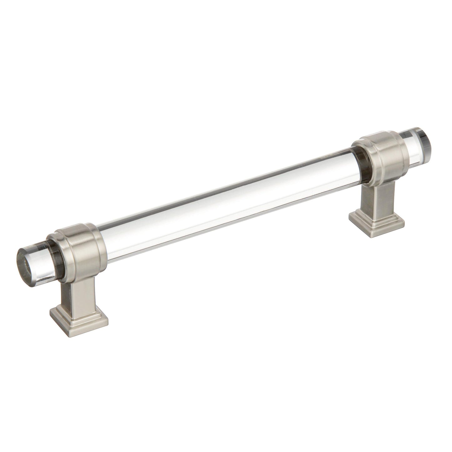 Amerock Glacio Pull - 5-1/16 inch (128mm) CTC - Clear/Satin Nickel