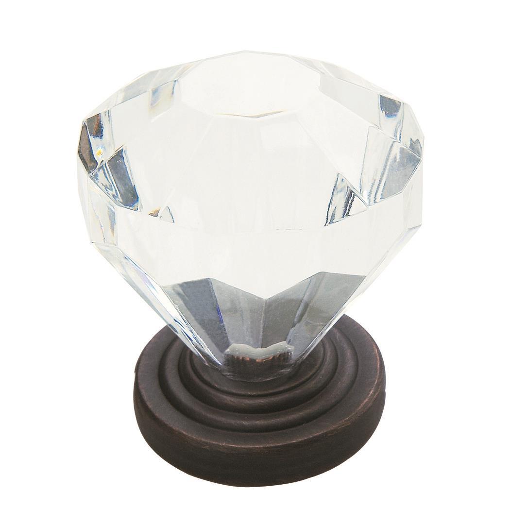 Amerock Traditional Classics Knob - 1-1/4 inch (32mm) Diameter - Clear/Oil-Rubbed Bronze