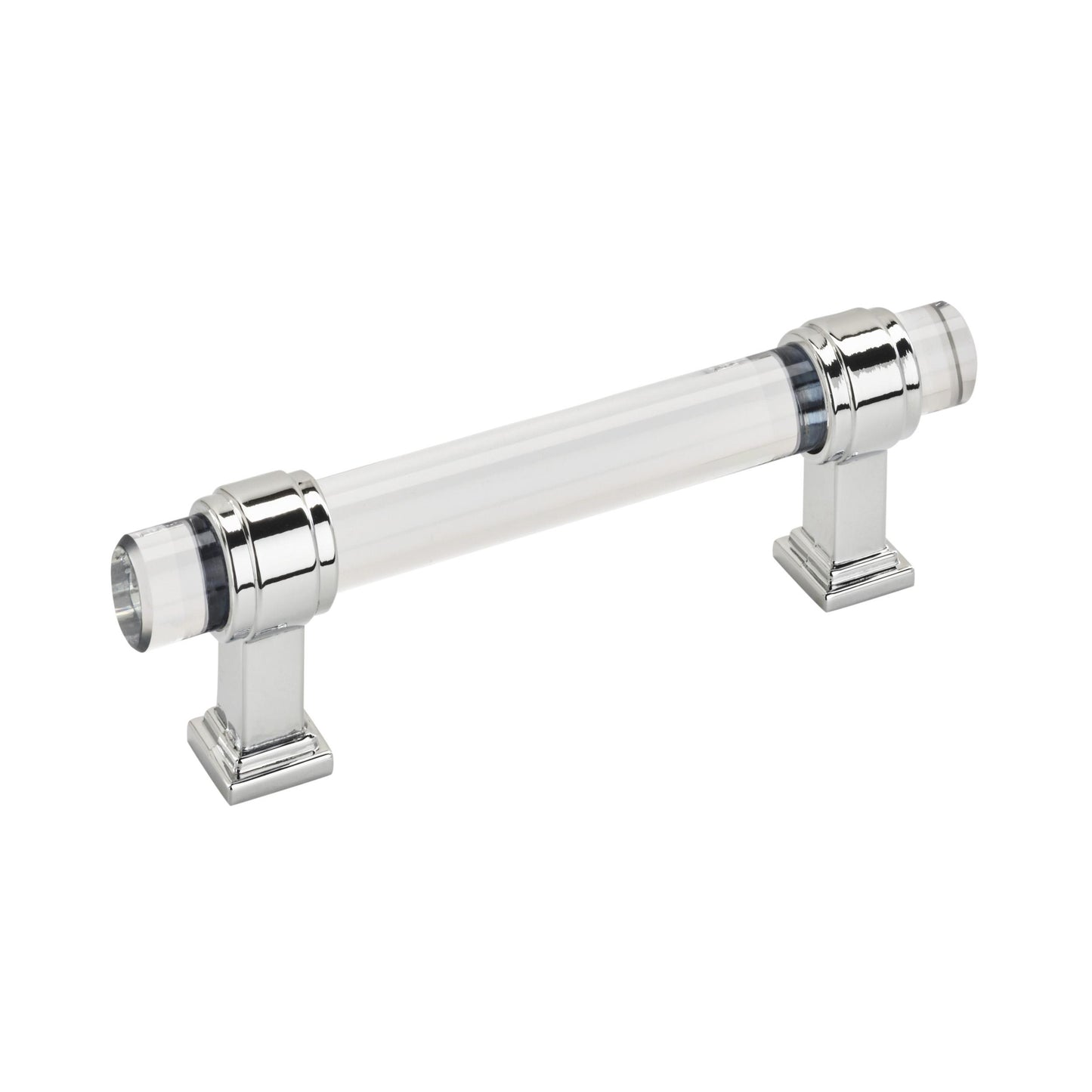 Amerock Glacio Pull - 3-3/4 inch (96mm) CTC - Clear/Polished Chrome