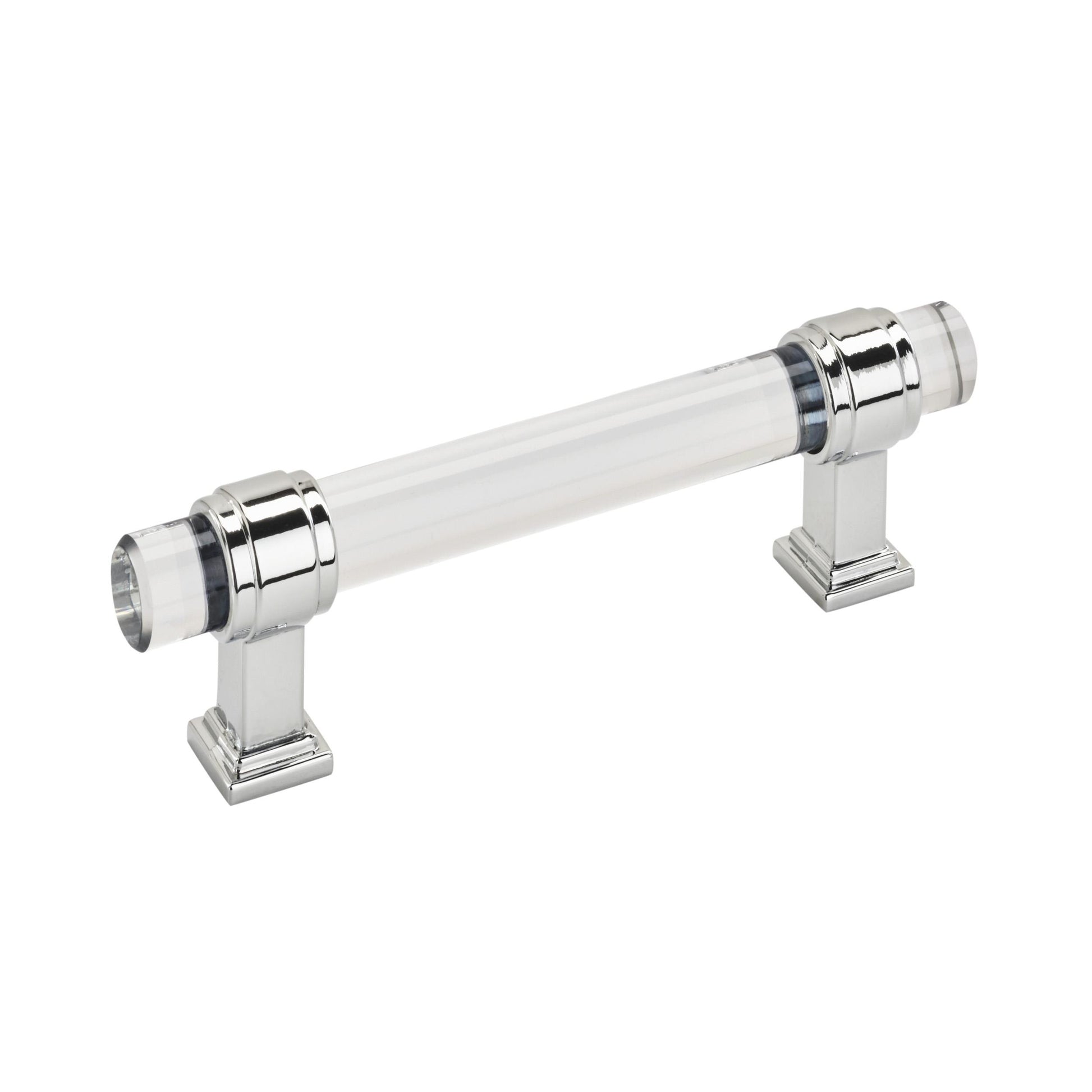 Amerock Glacio Pull - 3-3/4 inch (96mm) CTC - Clear/Polished Chrome