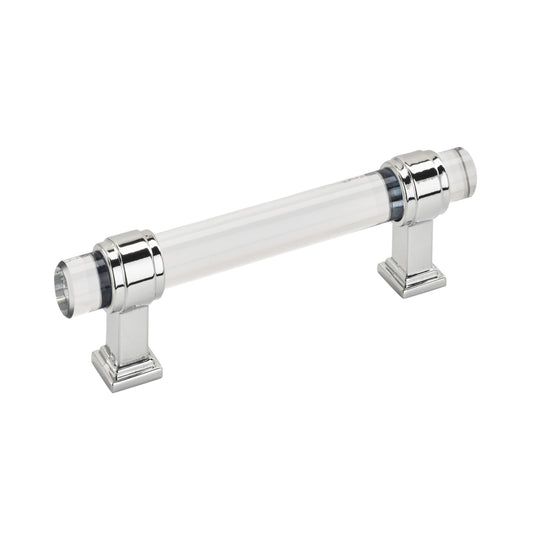 Amerock Glacio Pull - 3-3/4 inch (96mm) CTC - Clear/Polished Chrome