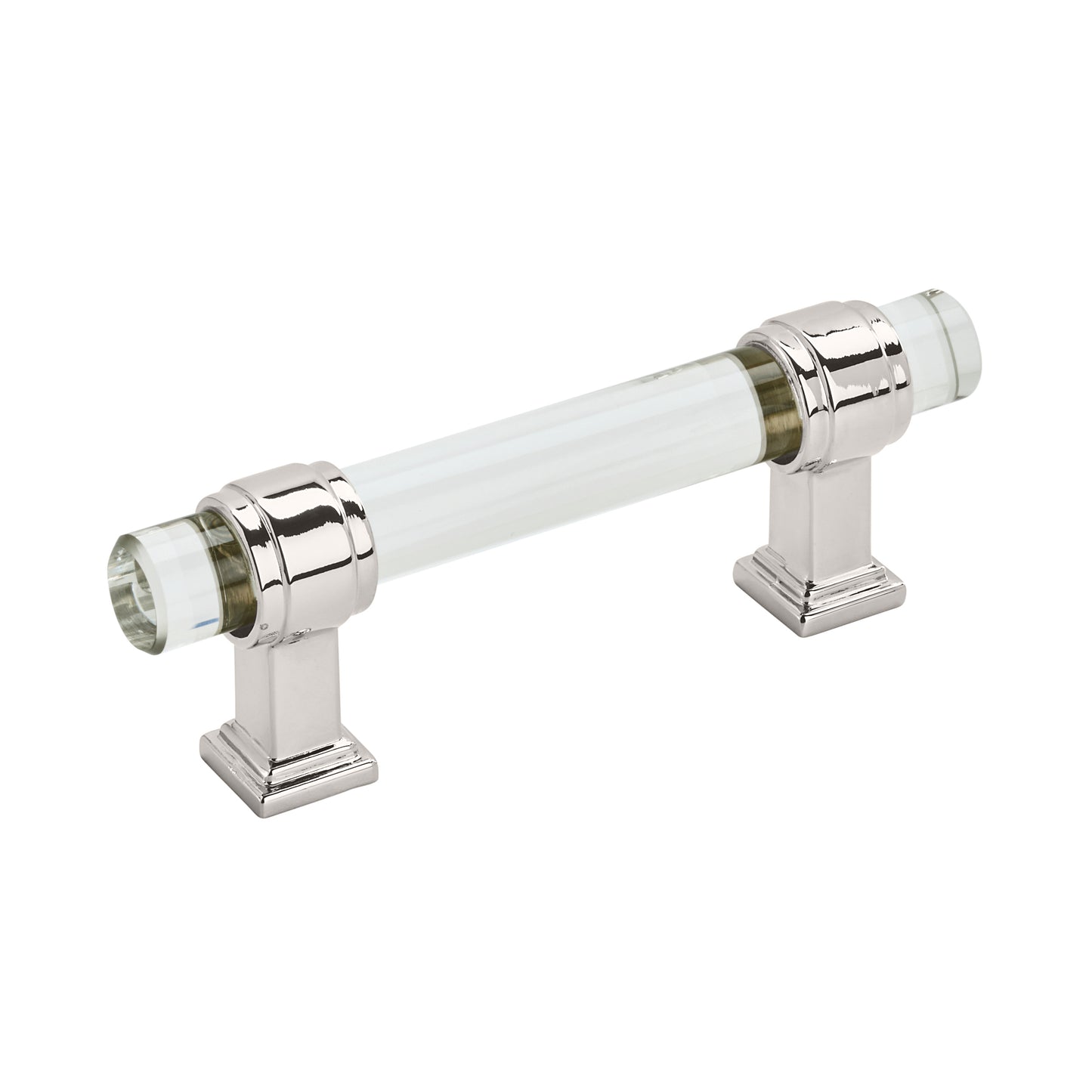 Amerock Glacio Pull - 3 inch (76mm) CTC - Clear/Polished Nickel