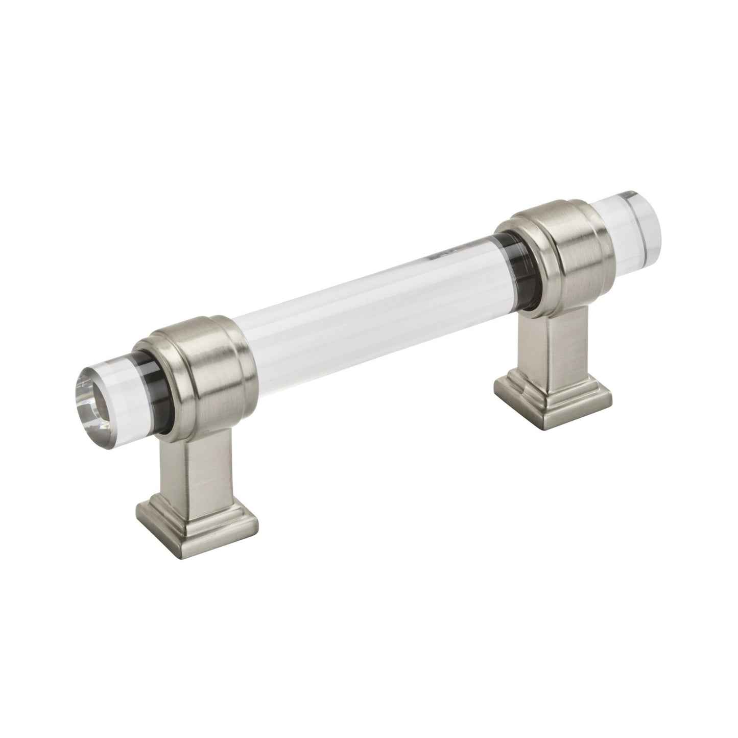 Amerock Glacio Pull - 3 inch (76mm) CTC - Clear/Satin Nickel