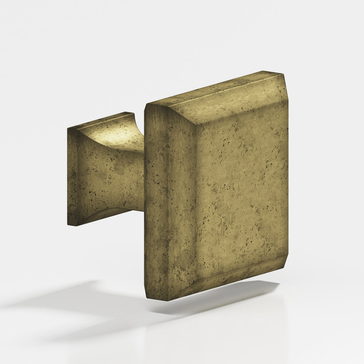 Colonial Bronze 517 Square Beveled Knob with Flared Square Post, 1 in - Distressed Antique Brass