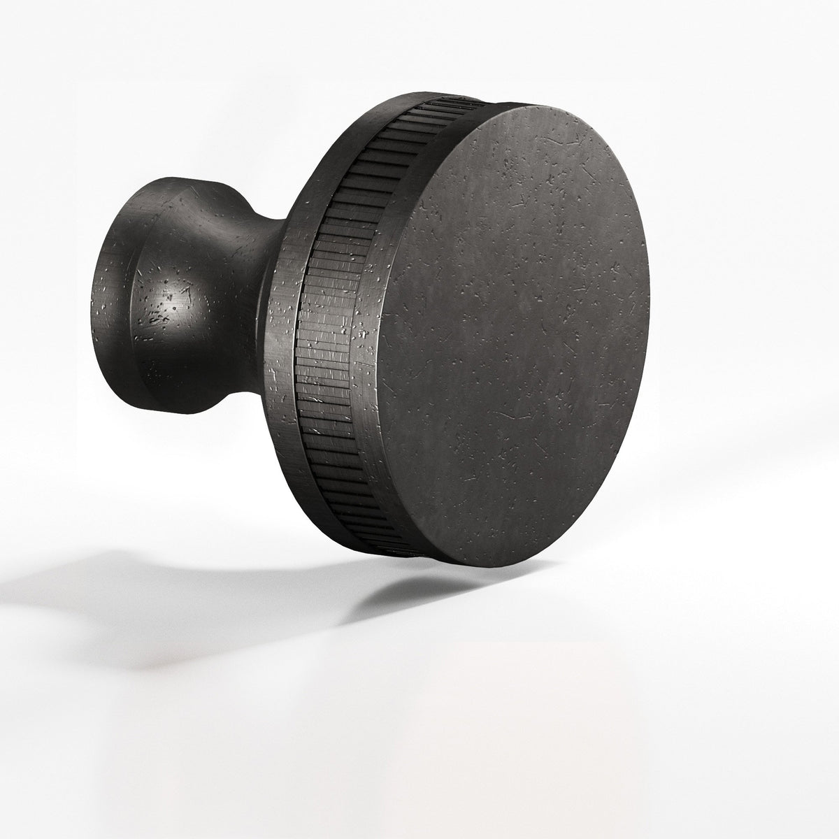 Colonial Bronze 584 Coined Sandwich Knob, 1-1/4 in Diameter - Distressed Satin Black