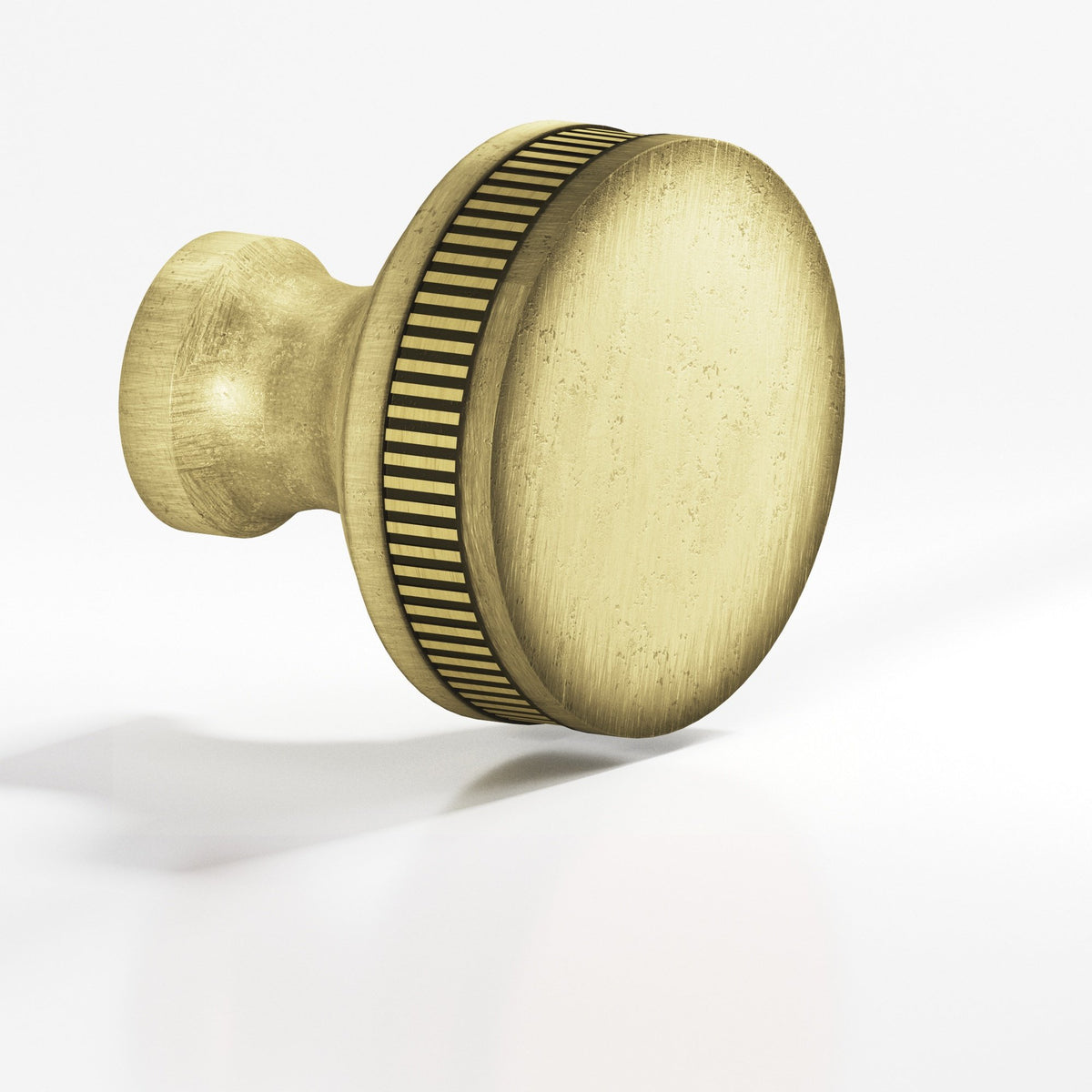 Colonial Bronze 585 Coined Sandwich Knob, 1-1/2 in Diameter - Distressed Antique Brass