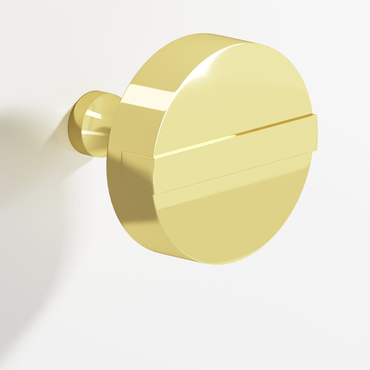 Colonial Bronze 1311 Striped Disc Knob, 1-1/4 in Diameter - Polished Brass