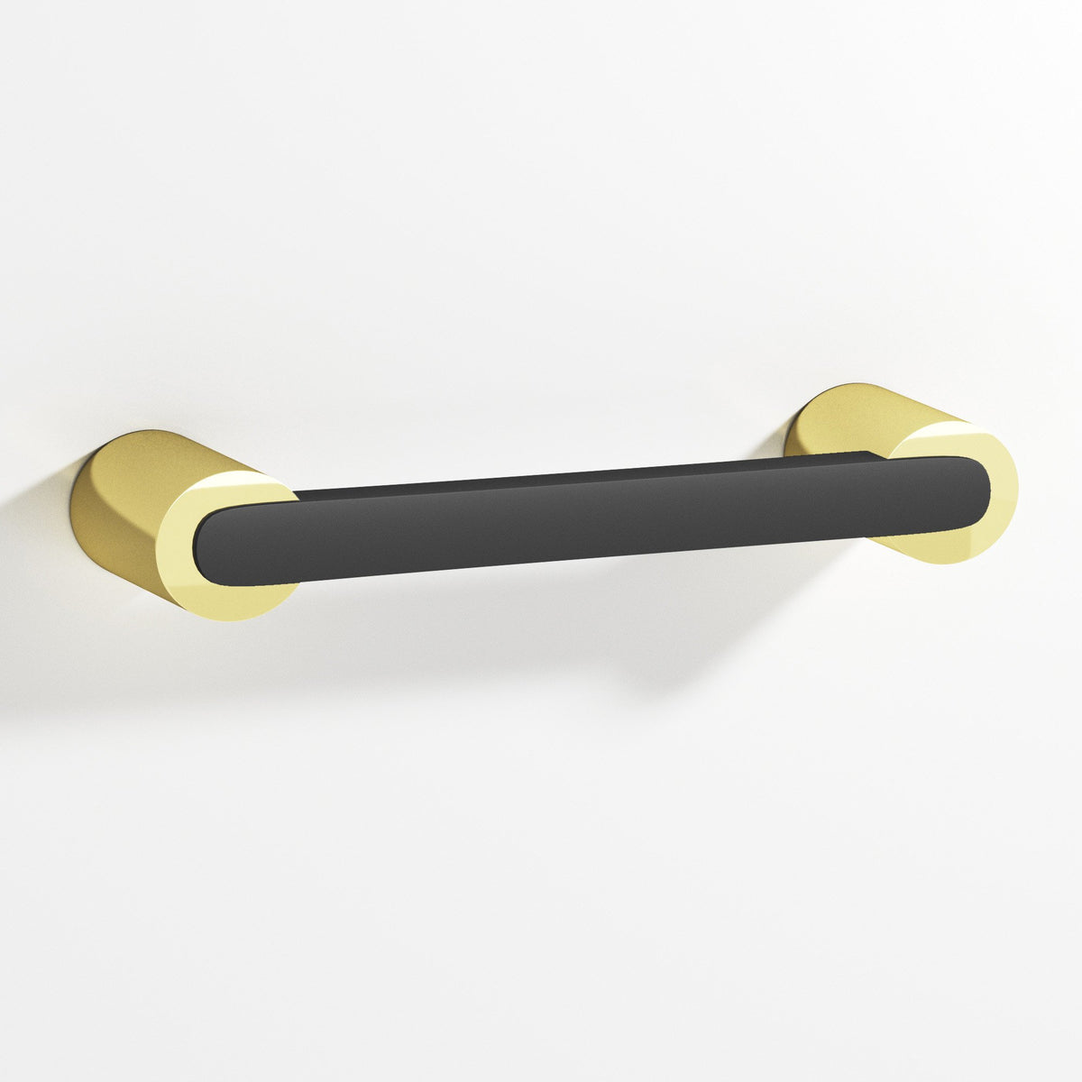 Colonial Bronze 1333 Rectangular Pull Fully Encapsulated by Round Posts, 3/8 x 1/4 in Bar - Polished Brass / Matte Graphite