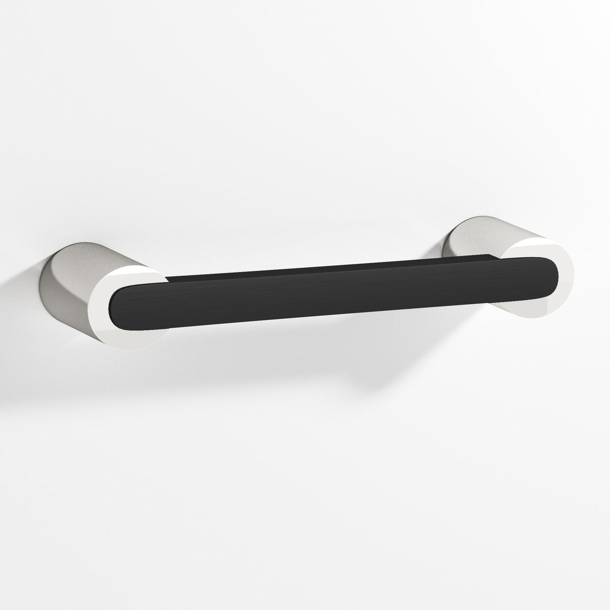 Colonial Bronze 1333 Rectangular Pull Fully Encapsulated by Round Posts, 3/8 x 1/4 in Bar - Polished Nickel / Matte Satin Black