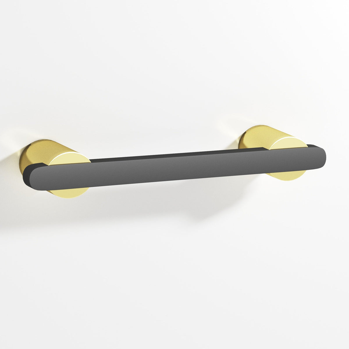 Colonial Bronze 1335 Rectangular Pull Partially Encapsulated by Round Posts, 3/8 x 1/4 in Bar - Polished Brass / Matte Graphite