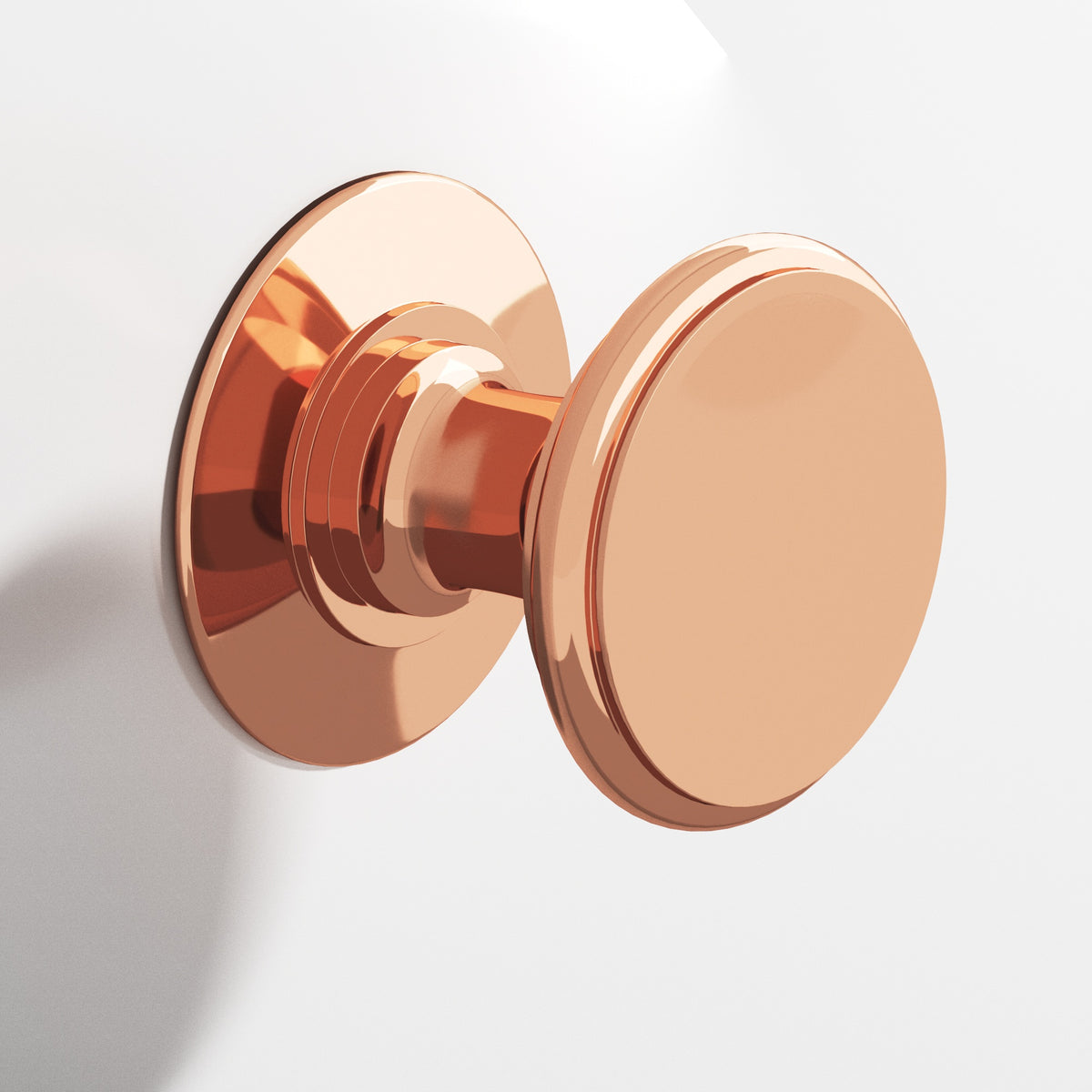 Colonial Bronze 1384 Round Knob with Rose, 1-1/4 in Diameter - Polished Copper