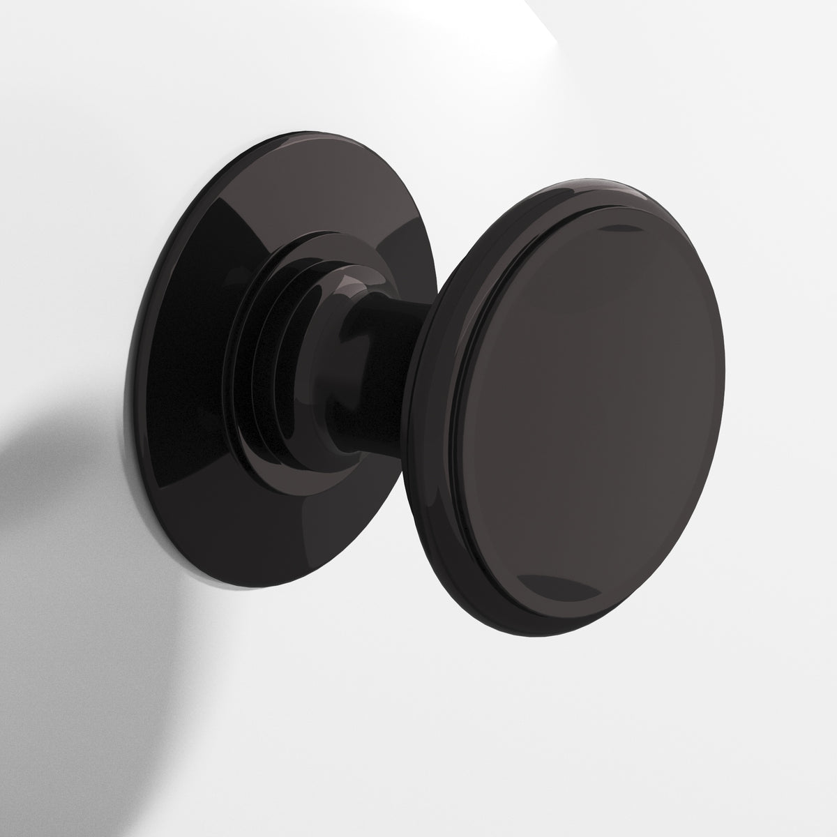 Colonial Bronze 1384 Round Knob with Rose, 1-1/4 in Diameter - Satin Black