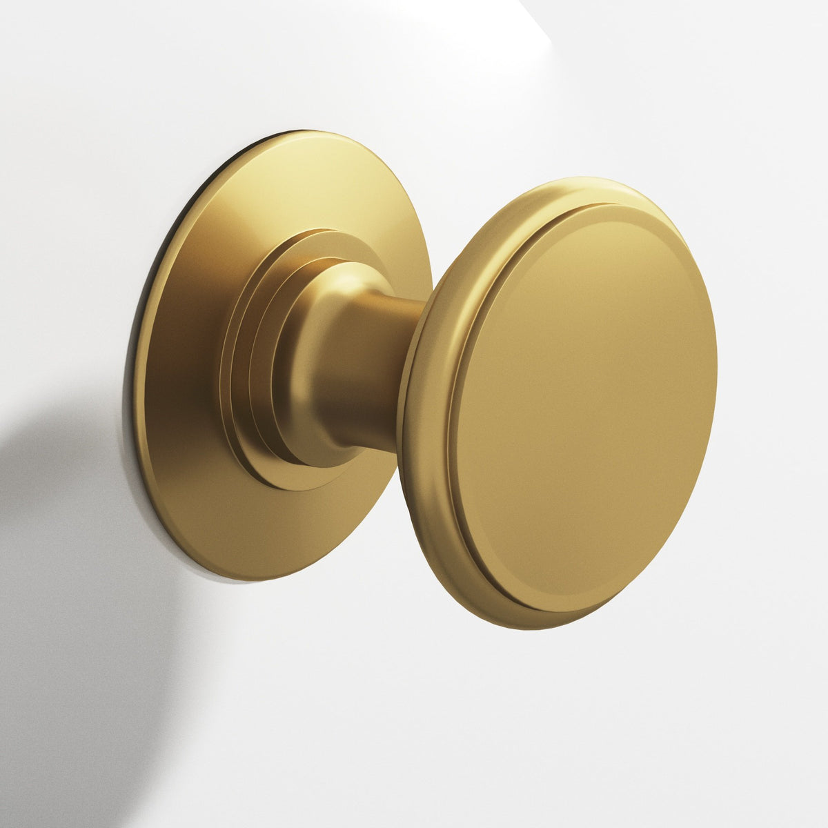 Colonial Bronze 1384 Round Knob with Rose, 1-1/4 in Diameter - Satin Brass