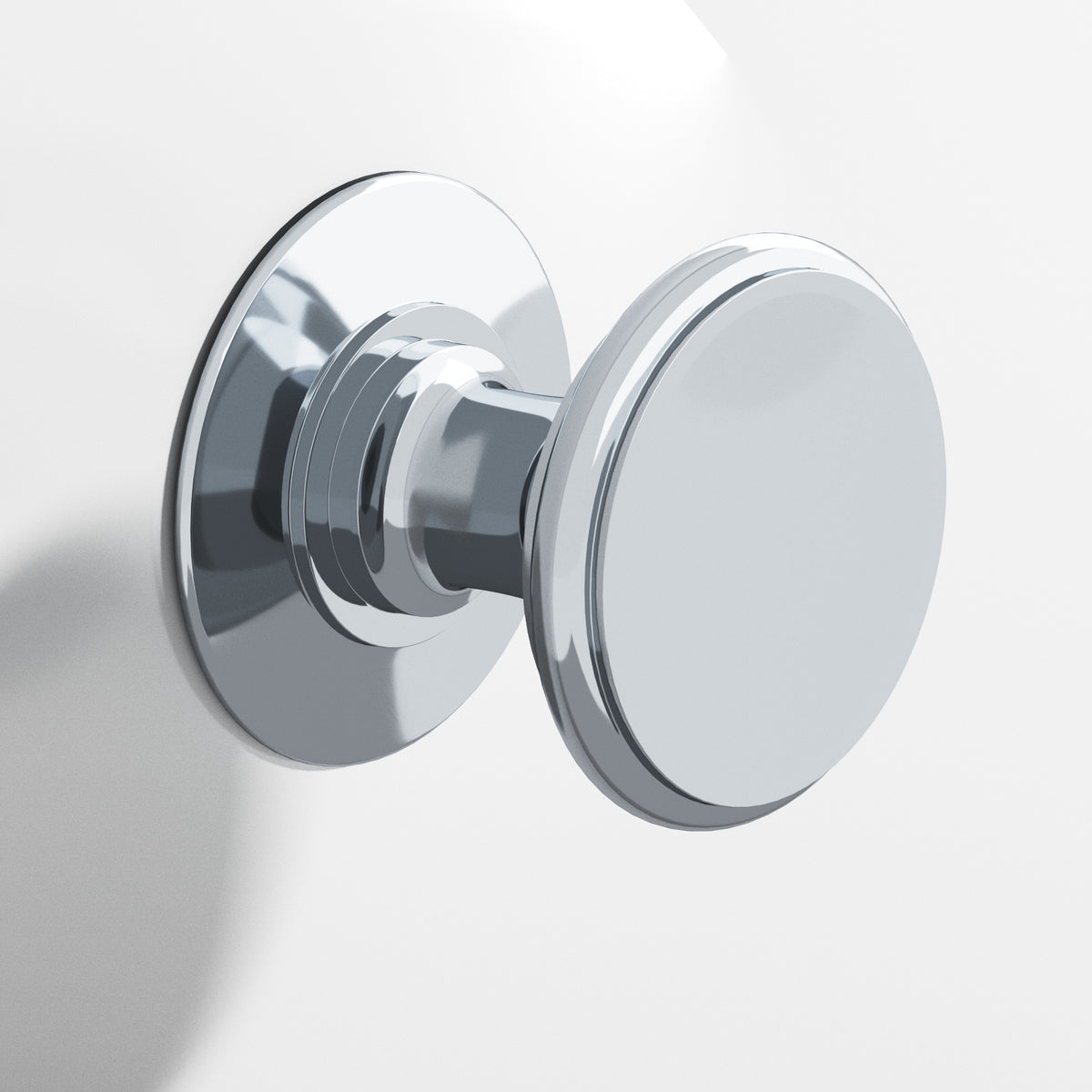 Colonial Bronze 1384 Round Knob with Rose, 1-1/4 in Diameter - Polished Chrome