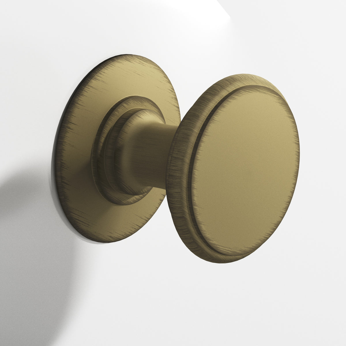 Colonial Bronze 1384 Round Knob with Rose, 1-1/4 in Diameter - Matte Antique Satin Brass