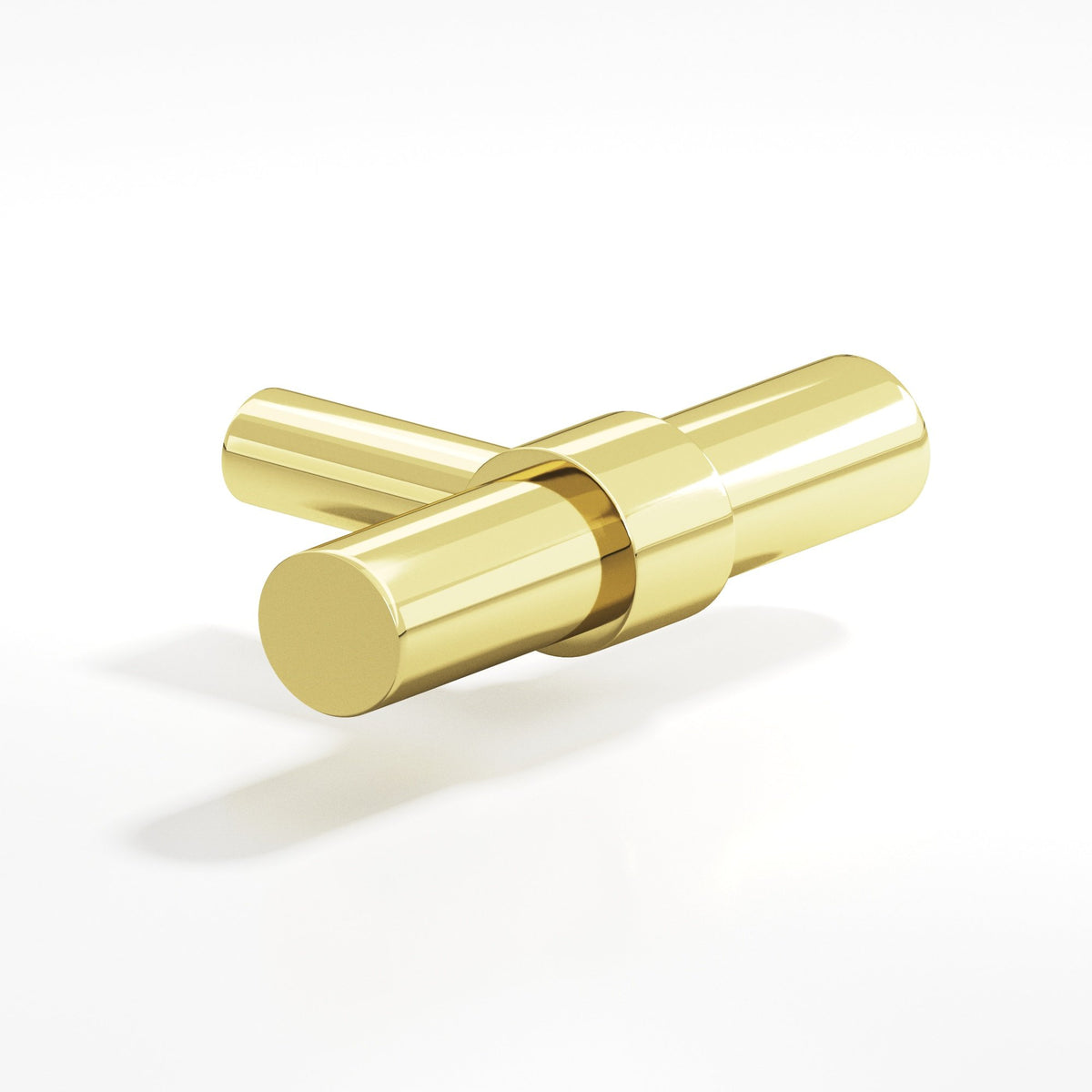 Colonial Bronze 1501 Collared T-Knob with Straight Post, 2 in - Polished Brass