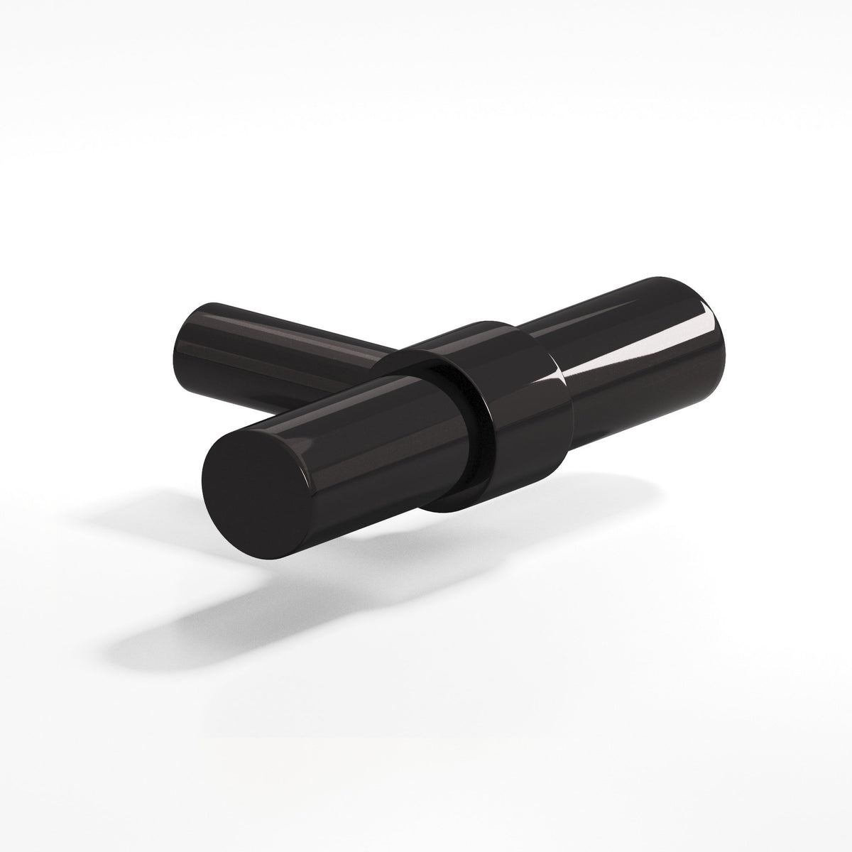 Colonial Bronze 1501 Collared T-Knob with Straight Post, 2 in - Satin Black