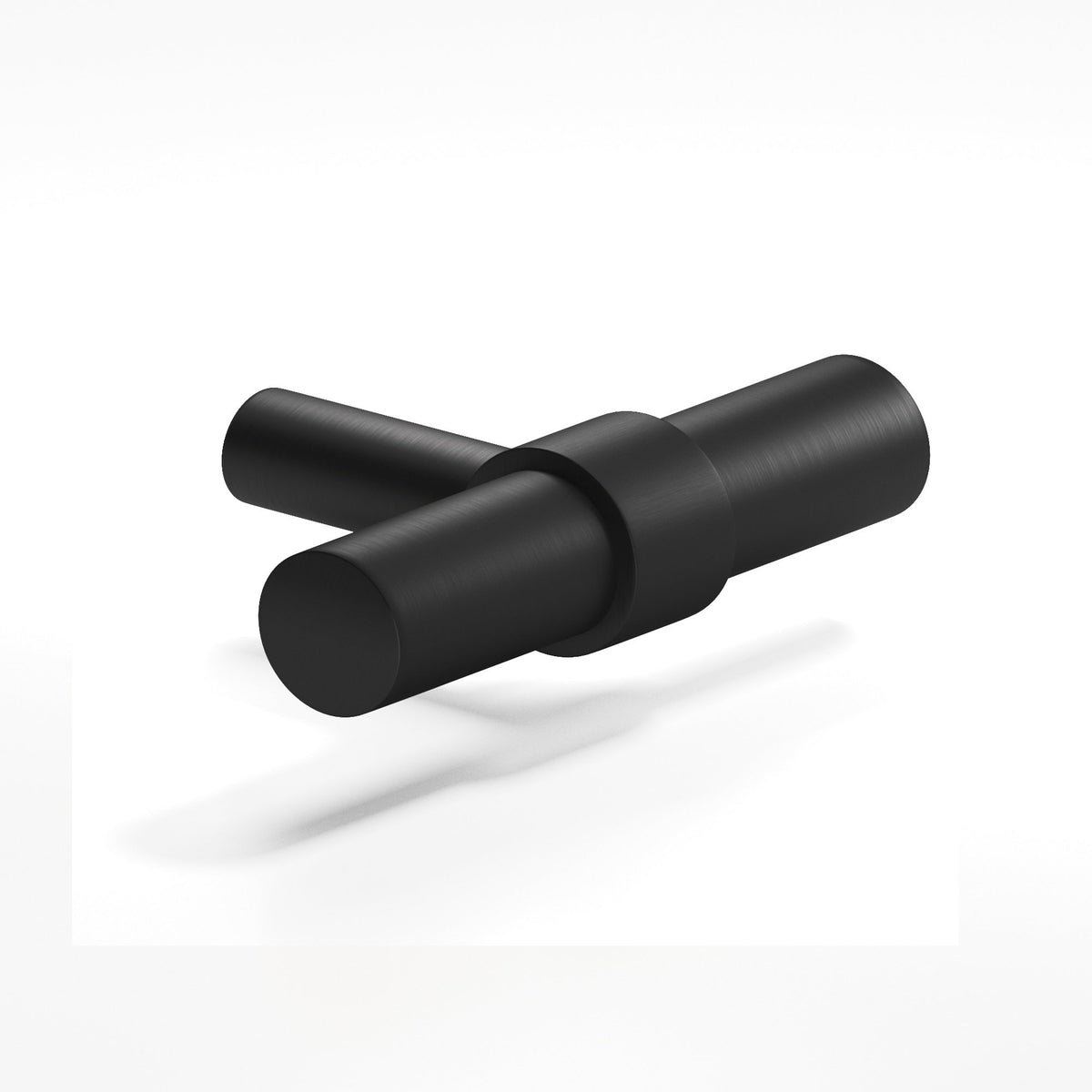 Colonial Bronze 1501 Collared T-Knob with Straight Post, 2 in - Matte Satin Black