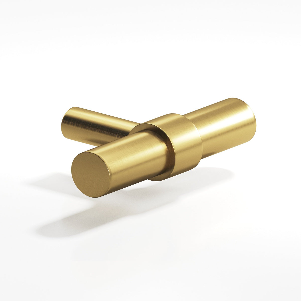Colonial Bronze 1501 Collared T-Knob with Straight Post, 2 in - Satin Brass