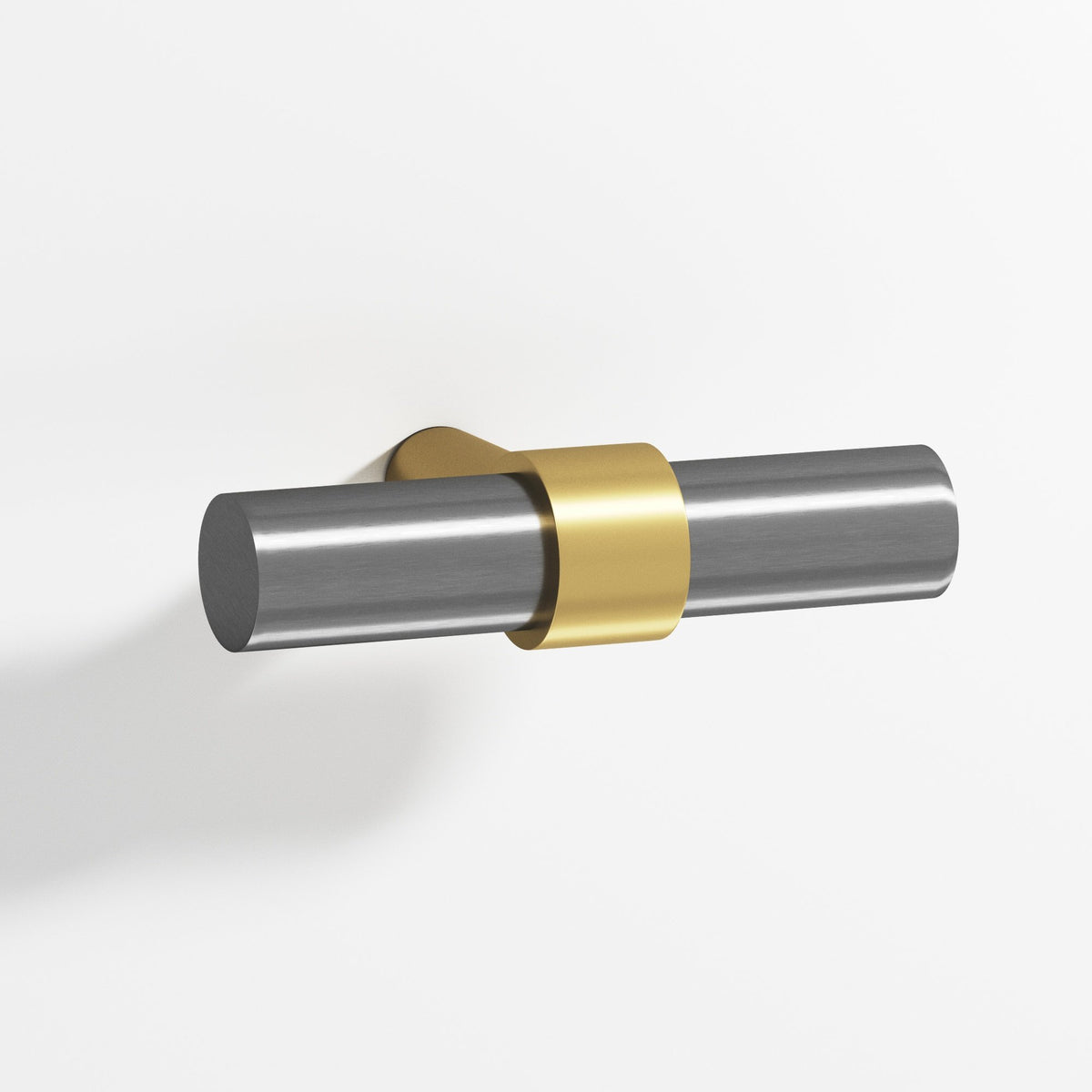 Colonial Bronze 1501 Collared T-Knob with Straight Post, 2 in - Satin Brass / Graphite