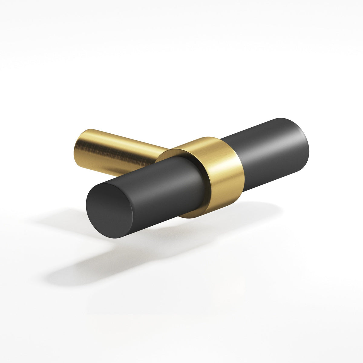 Colonial Bronze 1501 Collared T-Knob with Straight Post, 2 in - Satin Brass / Matte Graphite