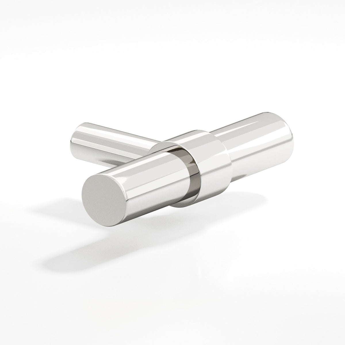 Colonial Bronze 1501 Collared T-Knob with Straight Post, 2 in - Polished Nickel