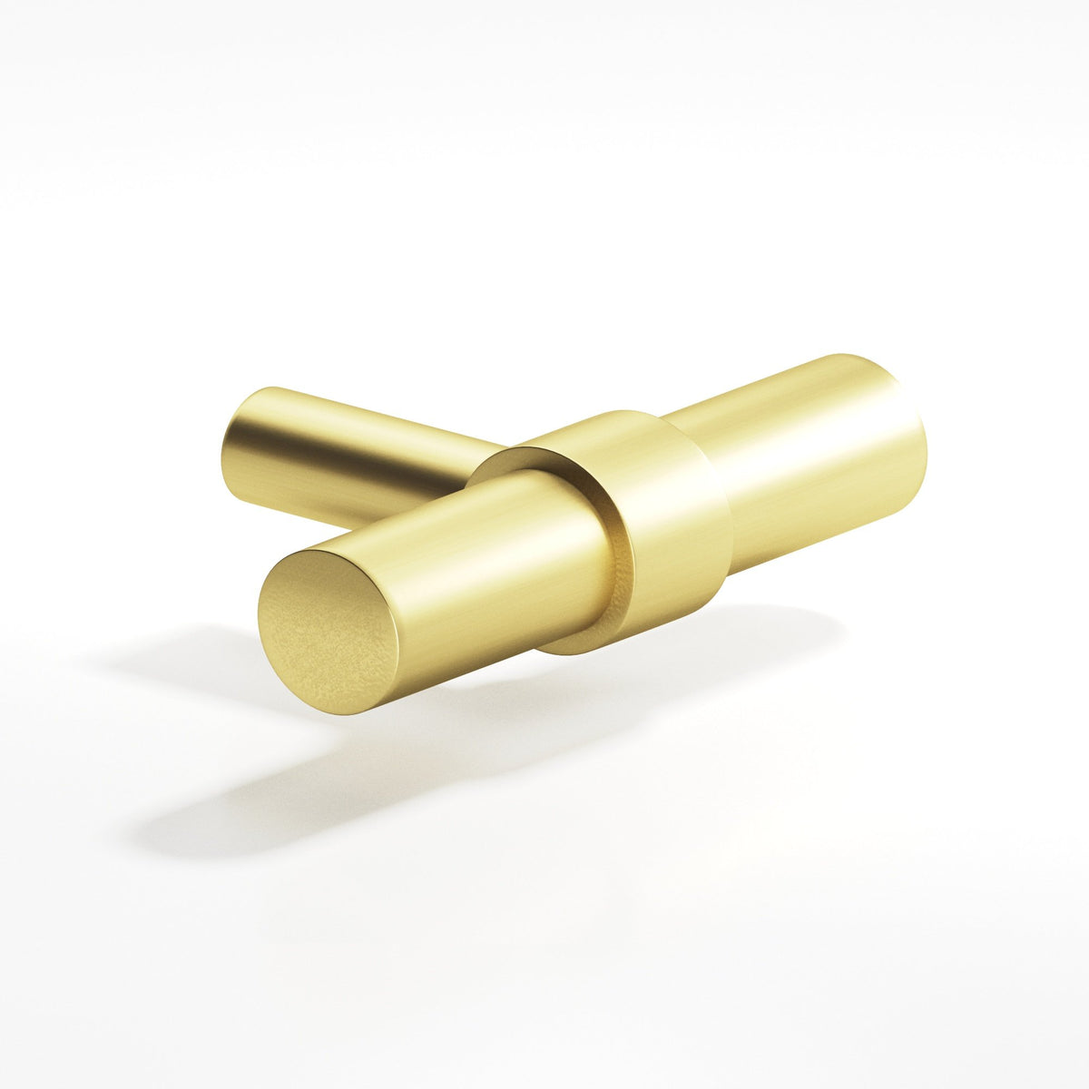 Colonial Bronze 1501 Collared T-Knob with Straight Post, 2 in - Matte Satin Brass