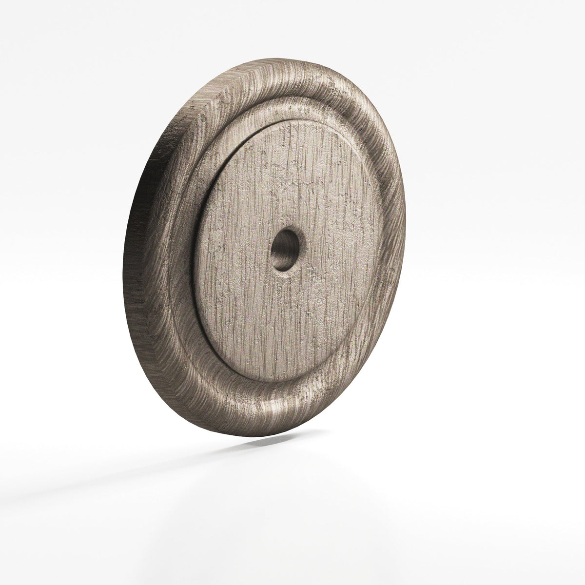 Colonial Bronze 203 Ribbed Round Backplate, 1-1/2 in Diameter, for 8-32 Screw - Distressed Pewter