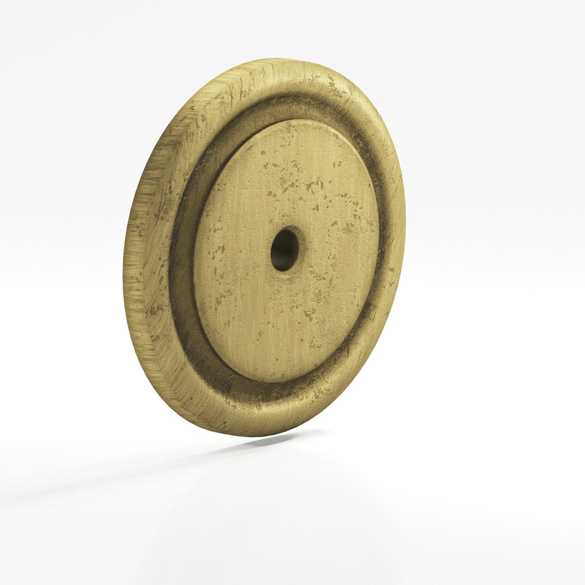 Colonial Bronze 202 Ribbed Round Backplate, 1-3/4 in Diameter, for 8-32 Screw - Distressed Antique Brass