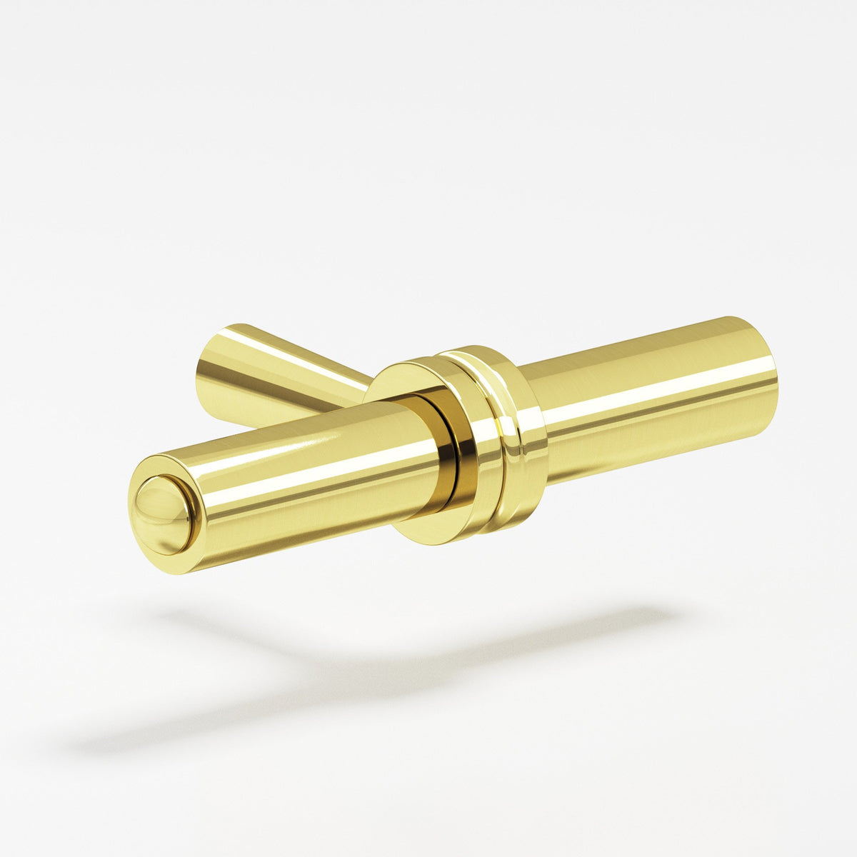 Colonial Bronze 308 Collared Bar T-Knob, 1-7/16 in - Unlacquered Polished Brass
