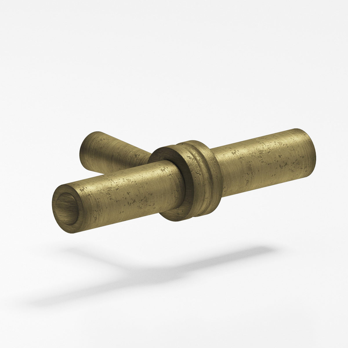 Colonial Bronze 308 Collared Bar T-Knob, 1-7/16 in - Distressed Antique Brass