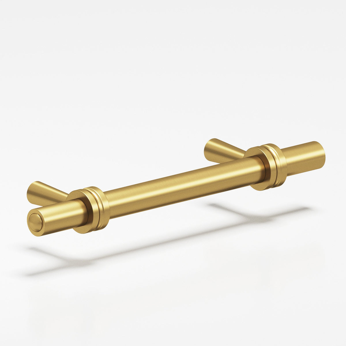 Colonial Bronze 310 Collared Round Pull with Tapered Posts, 3/8 in Diameter - Satin Brass and Satin Brass