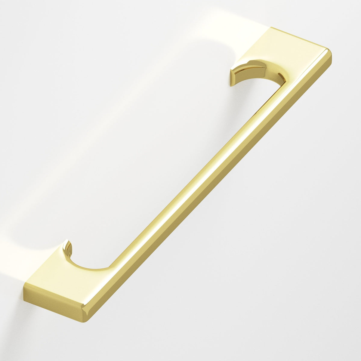 Colonial Bronze 3730 Radiused Rectangular Pull with Scalloped Legs, 3/8 x 1/4 in Cross Section - Polished Brass