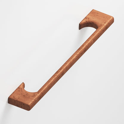 Colonial Bronze 3733 Radiused Rectangular Pull with Scalloped Legs, 1 x 1/2 in Cross Section - Distressed Antique Copper