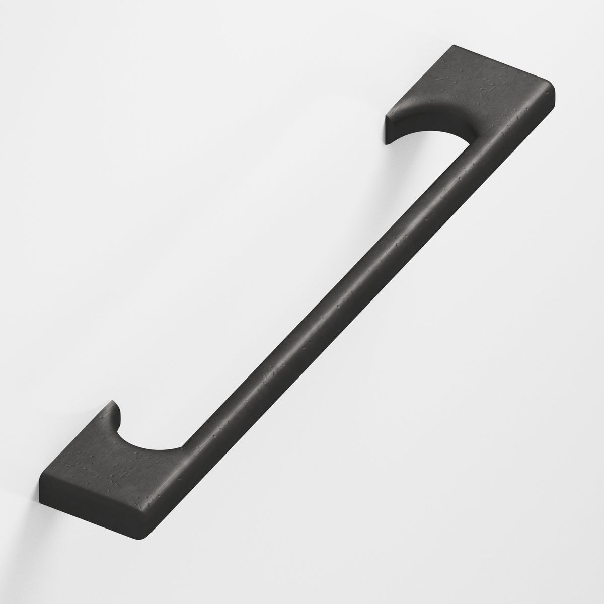 Colonial Bronze 3731 Radiused Rectangular Pull with Scalloped Legs, 5/8 x 3/8 in Cross Section - Distressed Satin Black