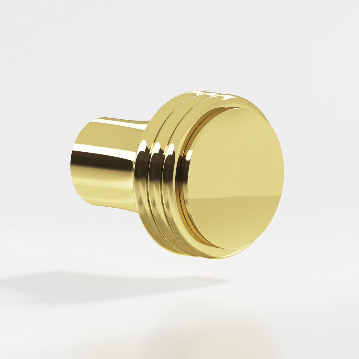 Colonial Bronze 377 Ribbed Round Knob, 1-1/4 in Diameter - Polished Brass