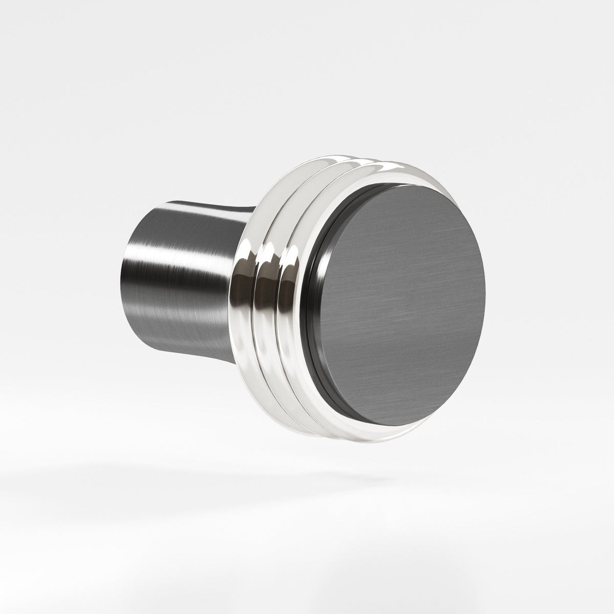 Colonial Bronze 376 Ribbed Round Knob, 7/8 in Diameter - Graphite / Polished Nickel