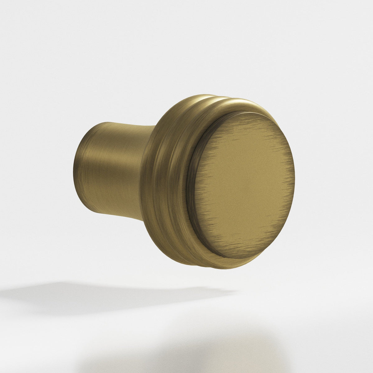 Colonial Bronze 376 Ribbed Round Knob, 7/8 in Diameter - Matte Antique Satin Brass