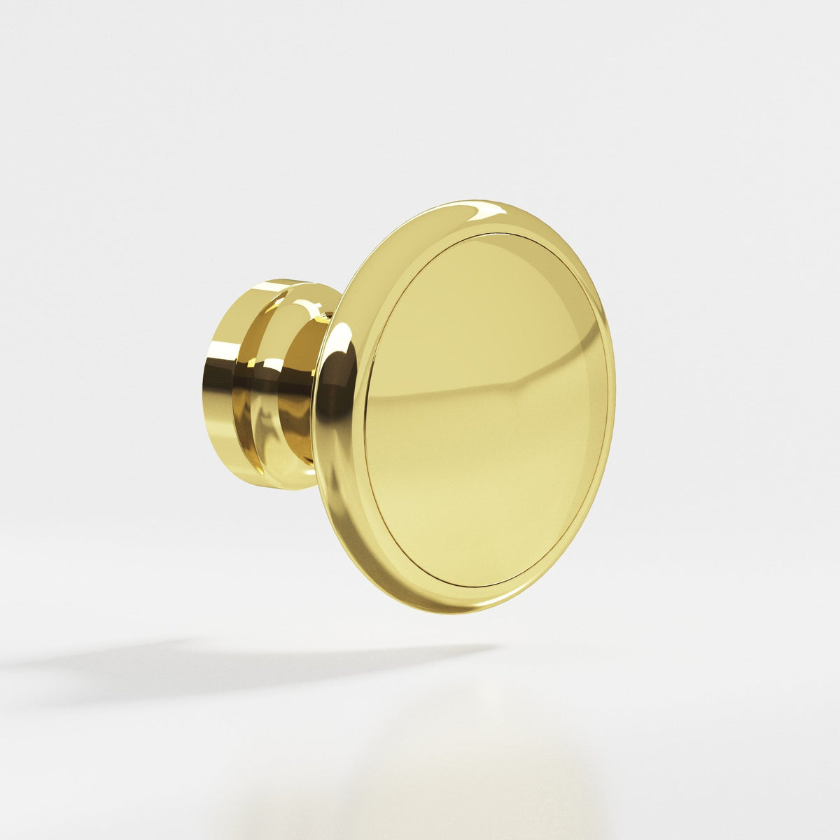 Colonial Bronze 378 Rimmed Disc Knob, 1-1/4 in Diameter - Polished Brass