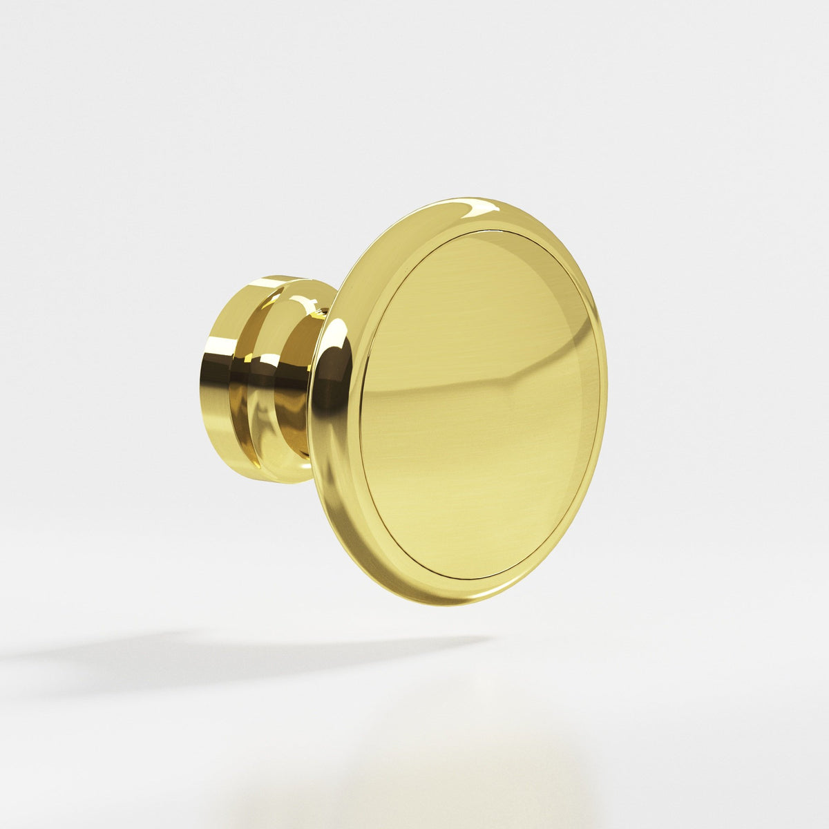 Colonial Bronze 378 Rimmed Disc Knob, 1-1/4 in Diameter - Unlacquered Polished Brass