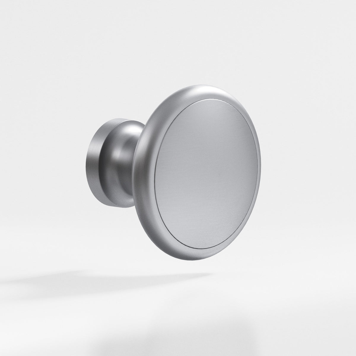 Colonial Bronze 378 Rimmed Disc Knob, 1-1/4 in Diameter - Matte Satin Chrome