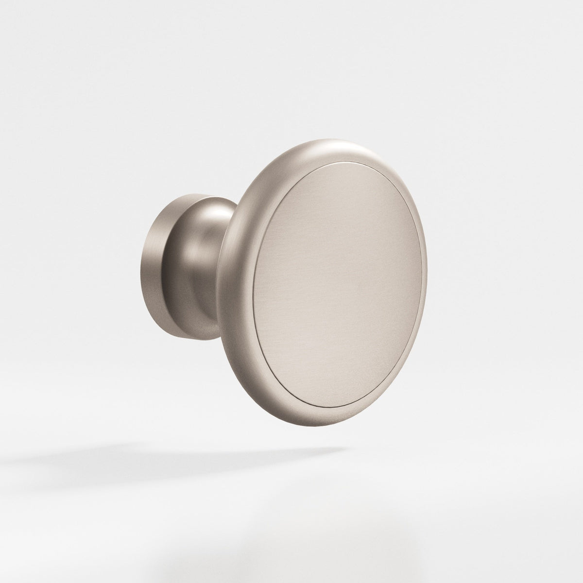 Colonial Bronze 378 Rimmed Disc Knob, 1-1/4 in Diameter - Matte Satin Nickel